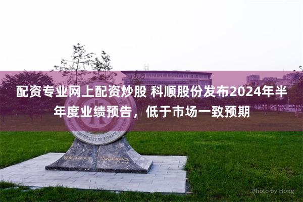 配资专业网上配资炒股 科顺股份发布2024年半年度业绩预告，低于市场一致预期